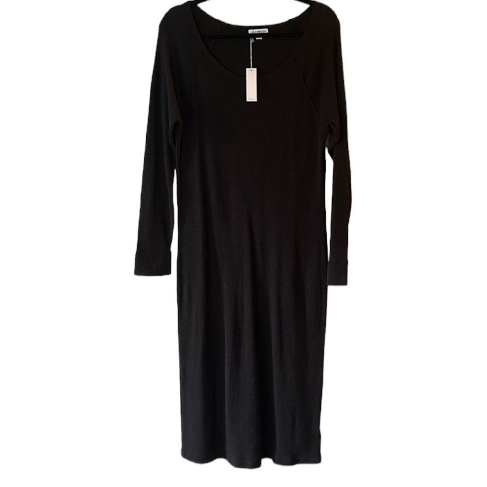 James Perse 💋 Waffle Maxi Dress 3 Black NWT Large